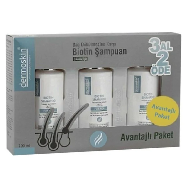 Dermoskin Biotin 3x200 Ml Saç Dökülmesine Karşı Şampuan - Görsel 2