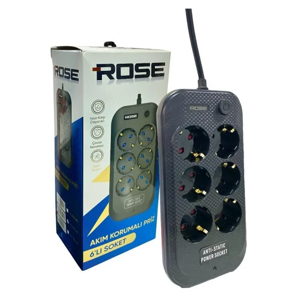 Rose Gr-600 Anahtarlı 5 M 6'lı Akım Korumalı Priz - Görsel 4