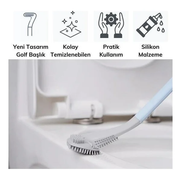 Buffer Golf Tasarımlı Silikon Wc Klozet Mutfak Temizlik Fırçası Kanca Hediyeli - Yeşil - Görsel 3