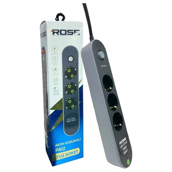Rose GR-300 Anahtarlı 3 m 3'lü Akım Korumalı Priz - Görsel 4