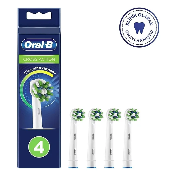 Oral-B Cross Action Orta Sert Diş Fırçası Yedek Başlık 4'lü Set Beyaz Tüm Elektrikli Modellerle Uyumlu - Görsel 2