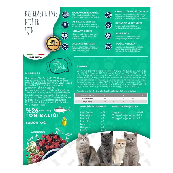 Exclusion Monoprotein Ton Balıklı 12 Kg Kısırlaştırılmış Yetişkin Kedi Maması - Görsel 5