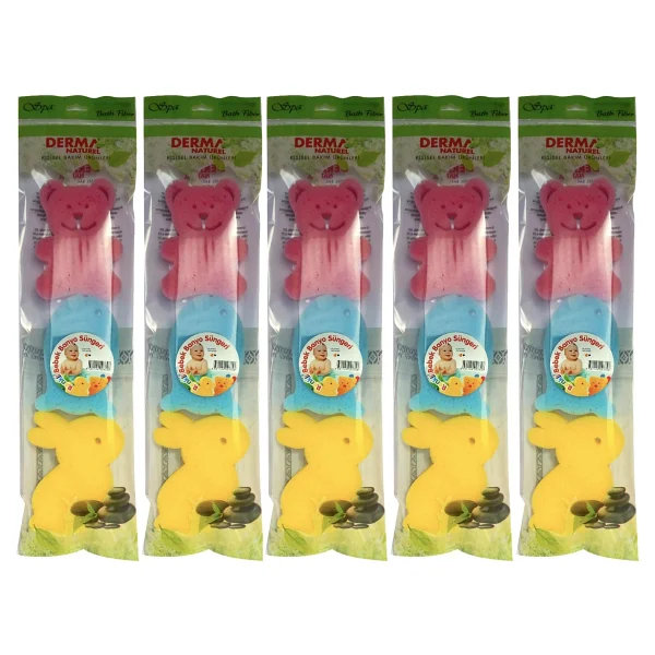 Derma Naturel 3 Lü Renkli Bebek Banyo Süngeri (5 Li Set) - Görsel 3