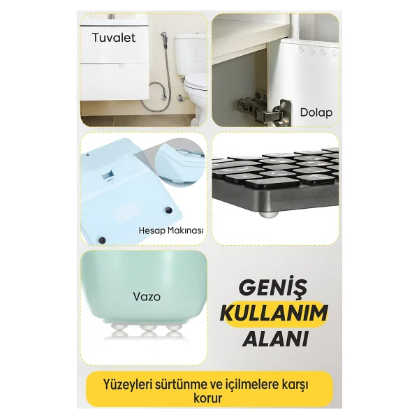 100'lü 10mm Yapışkanlı Şeffaf Silikon Ses Stoperi Dolap Çekmece Tamponu Koruyucu - 10mm 100 Adet - Görsel 2
