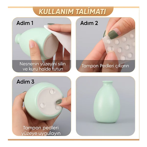 100'lü 10mm Yapışkanlı Şeffaf Silikon Ses Stoperi Dolap Çekmece Tamponu Koruyucu - 10mm 100 Adet - Görsel 5