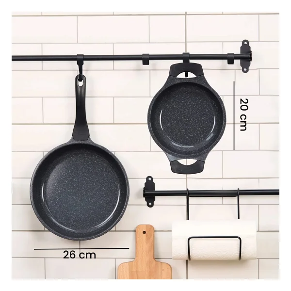 Thermoad 2'li Döküm Yumurta Sahanı Seti 20 X 26 Cm Granit Kaplama Gri Renkli - Görsel 3
