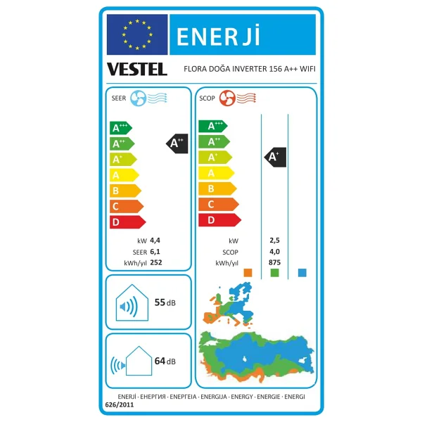 Vestel Flora Doğa Inverter 246 Wi-Fi A++ 24000 Btu Duvar Tipi Klima - Görsel 4