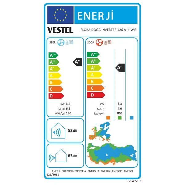 Vestel Flora Doğa Inverter 126 Wi-Fi A++ 12000 Btu Duvar Tipi Klima - Görsel 4