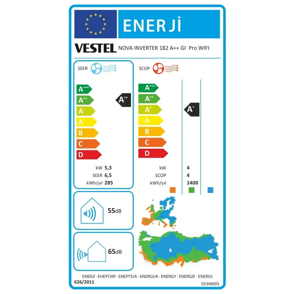 Vestel Nova Inverter 182 A++ Gı Pro Wi-Fi 18000 Btu Duvar Tipi Klima - Görsel 6