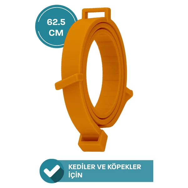 Köpek Pire Kene Tasması Bit Pire Kene Parazit Önleyici Ayarlanabilir Doğal Tasma 62 Cm Kedi Tasması - Turuncu - Görsel 5