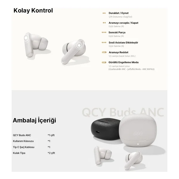 Qcy Buds Ht15 ANC TWS Beyaz Kulak İçi Bluetooth Kulaklık - Görsel 8