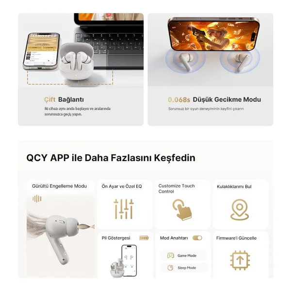 Qcy Buds Ht15 ANC TWS Kulak İçi Bluetooth Kulaklık - Görsel 5