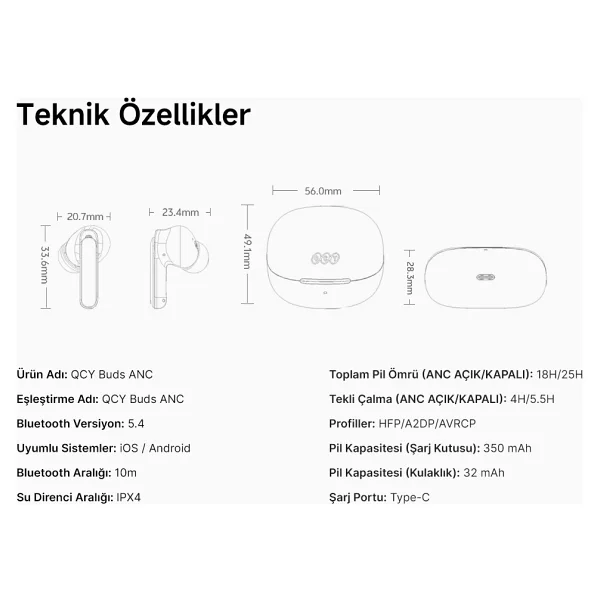 Qcy Buds Ht15 ANC TWS Kulak İçi Bluetooth Kulaklık - Görsel 9