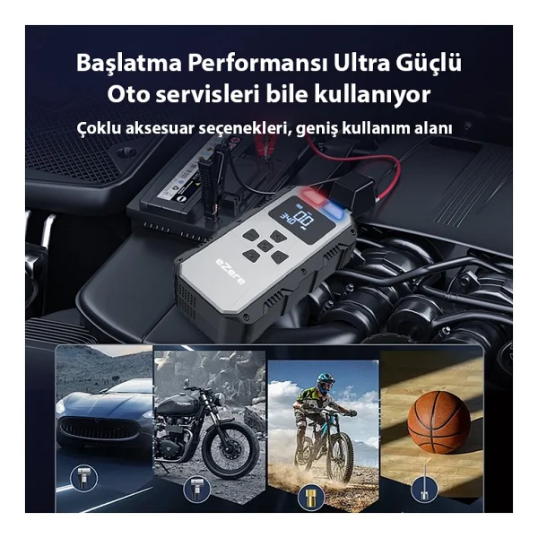 Ezere 4in1 8000 mAh Jump Starter Taşınabilir Akü Takviye Seti - Görsel 4