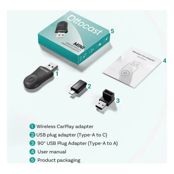 Ottocast Mini 2in1 Kablosuz Carplay Adaptör - Görsel 5