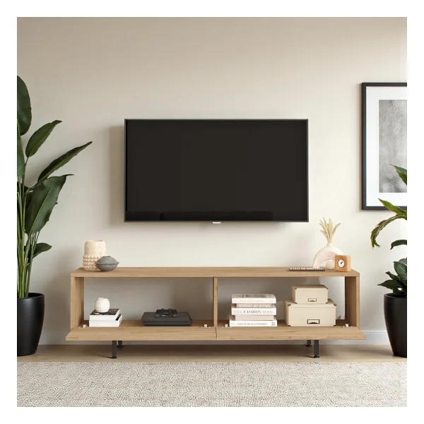 Robin Home TV Ünitesi Sehpası Metal Ayaklı 160cm Sepet - Kahverengi - Görsel 4