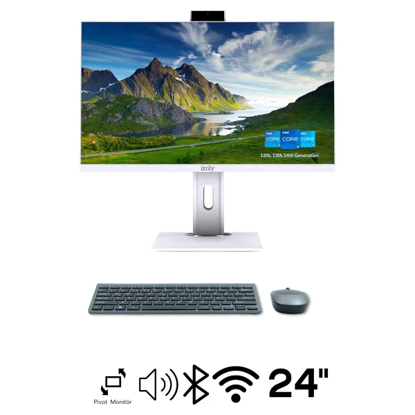 İzoly H303 İ3-12100 16gb 1tb M.2 Nvme SSD 24" FHD Pivot All In One Bilgisayar - Görsel 6