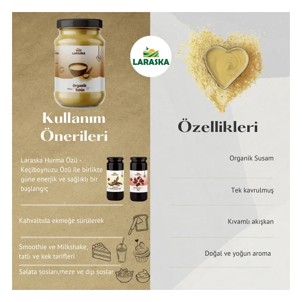 Laraska Organik Tahin 600 Gr - Görsel 3