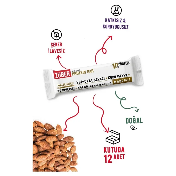 Züber Bademli Protein Bar 40gr X 12 Adet - 35 gr - Görsel 5