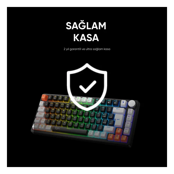 Gameagle Strike Compact Mekanik Klavye Hot Swap Anti Ghosting Türkçe Örgü Kablo Oyuncu Klavyesi - Siyah - Görsel 3