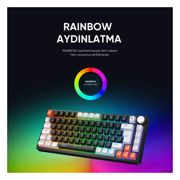 Gameagle Strike Compact Mekanik Klavye Hot Swap Anti Ghosting Türkçe Örgü Kablo Oyuncu Klavyesi - Siyah - Görsel 5