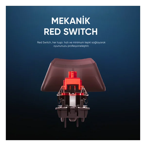 Gameagle Strike Compact Mekanik Klavye Hot Swap Anti Ghosting Türkçe Örgü Kablo Oyuncu Klavyesi - Siyah - Görsel 9