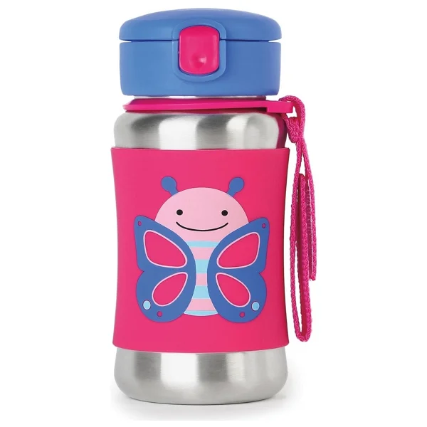 Skip Hop Zoo Kelebek 350 Ml Pipetli Paslanmaz Çelik Suluk - Görsel 8