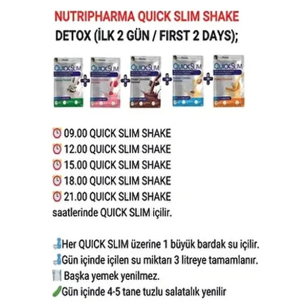 Quick Slim Yüksek Proteinli Diyet Shake 60 Saşe Aromalı Öğün Tozu Shaker Hediye İle - Görsel 3