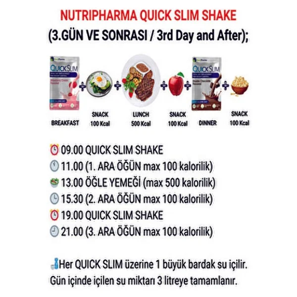 Quick Slim Yüksek Proteinli Diyet Shake 60 Saşe Aromalı Öğün Tozu Shaker Hediye İle - Görsel 4