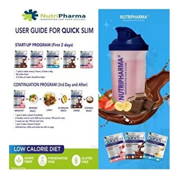 Quick Slim Yüksek Proteinli Diyet Shake 60 Saşe Aromalı Öğün Tozu Shaker Hediye İle - Görsel 5