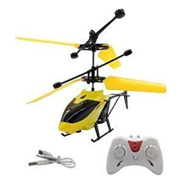 El Sensörlü Helikopter Uzaktan Kumandalı Şarjlı Drone 20cm - Sarı - Görsel 2