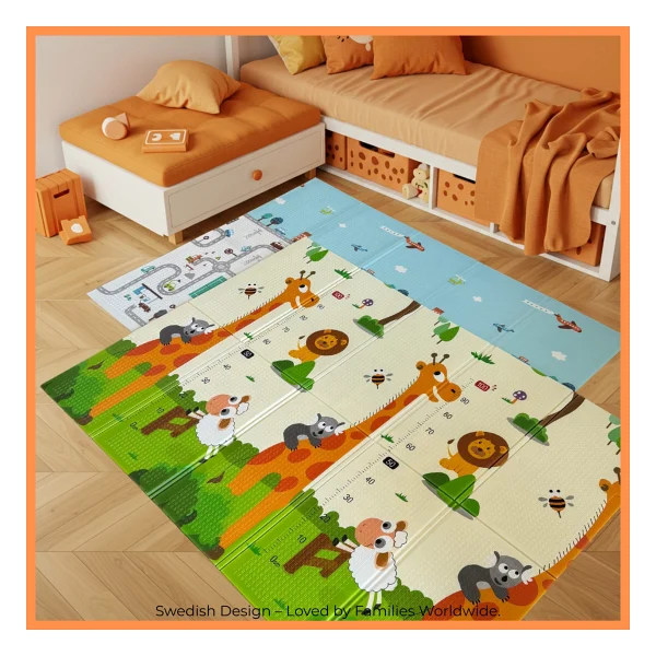 Sweden Baby Safari Walk Çift Taraflı Katlanabilir Oyun Halısı Ve Matı Premium Seri - Taşıma Çantalı - Renkli - 180 X 150 X 1 Cm - Görsel 10