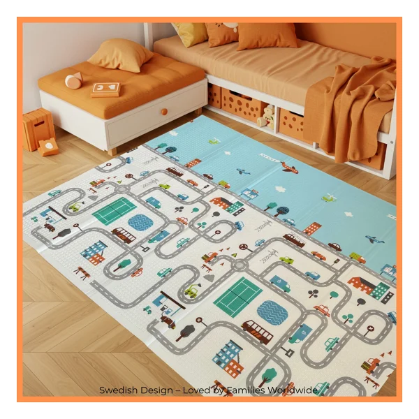 Sweden Baby Safari Walk Çift Taraflı Katlanabilir Oyun Halısı Ve Matı Premium Seri - Taşıma Çantalı - Renkli - 180 X 150 X 1 Cm - Görsel 2