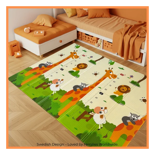 Sweden Baby Safari Walk Çift Taraflı Katlanabilir Oyun Halısı Ve Matı Premium Seri - Taşıma Çantalı - Renkli - 180 X 150 X 1 Cm - Görsel 3