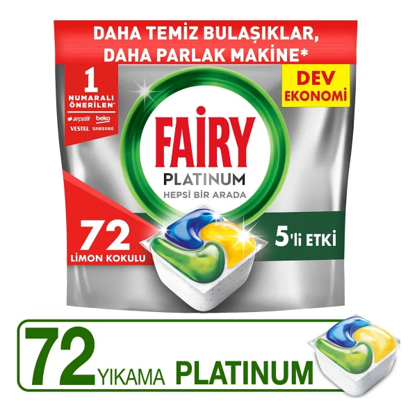 Fairy Platinum Bulaşık Makinesi Tableti 72'li - Görsel 4