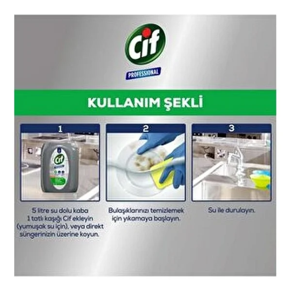 Cif Profesyonel Elde Bulaşık Deterjanı Zorlu Yağ Lekelerine Karşı Etkili 5 L - 5 Lt - Görsel 5