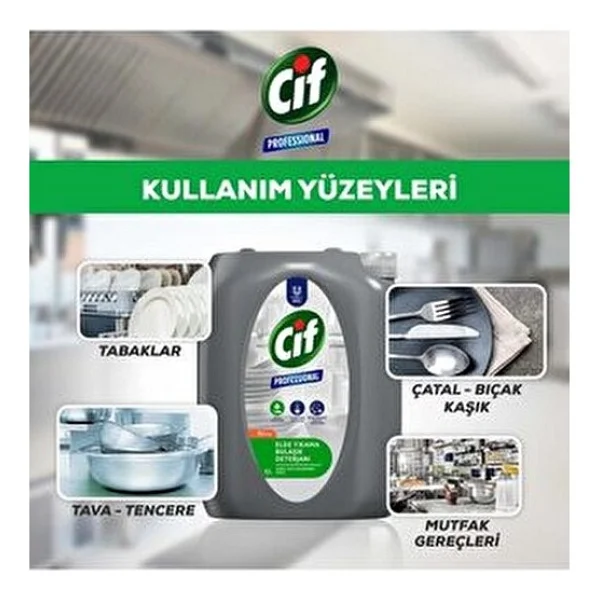 Cif Profesyonel Elde Bulaşık Deterjanı Zorlu Yağ Lekelerine Karşı Etkili 5 L - 5 Lt - Görsel 6