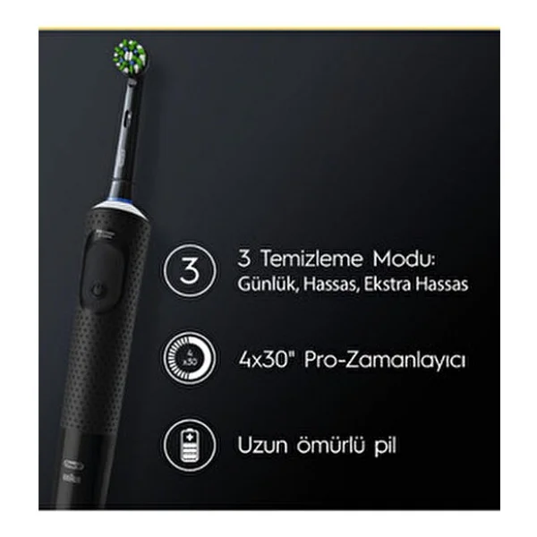 Oral-B D103 Vitality Pro Şarjlı Elektrikli Diş Fırçası Lila Yumuşak Başlıklarla 4 Adet Yedek - Görsel 4