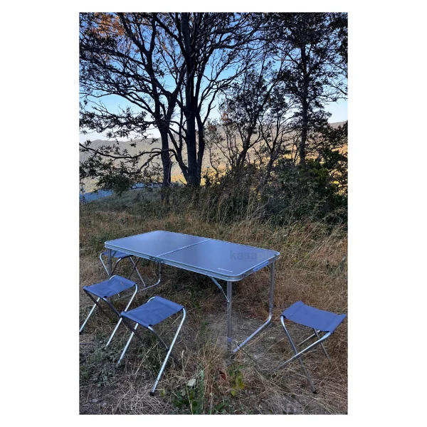 Rox Camping 120x60 Cm 4 Kişilik Alüminyum Kamp Masa Sandalye Takımı - Görsel 3