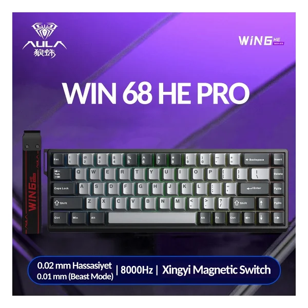 Aula Wın68 He Pro RGB %65 Tkl Xingyi Magnetic Switch Kablolu Mekanik Oyuncu Klavyesi - Görsel 2