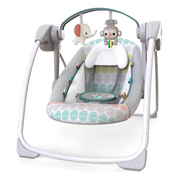 Starts Bebek Salıncağı, Uyarlanabilir Hız, Kumaş Oyuncaklar, Müzik, Çıkarılabilir Oyuncak Barı, 0-9 Ay 3-9 Kg (Tuhaf Vahşi) İle Portatif Otomatik 6 Vitesli - Görsel 4