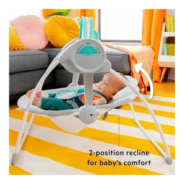 Starts Bebek Salıncağı, Uyarlanabilir Hız, Kumaş Oyuncaklar, Müzik, Çıkarılabilir Oyuncak Barı, 0-9 Ay 3-9 Kg (Tuhaf Vahşi) İle Portatif Otomatik 6 Vitesli - Görsel 2