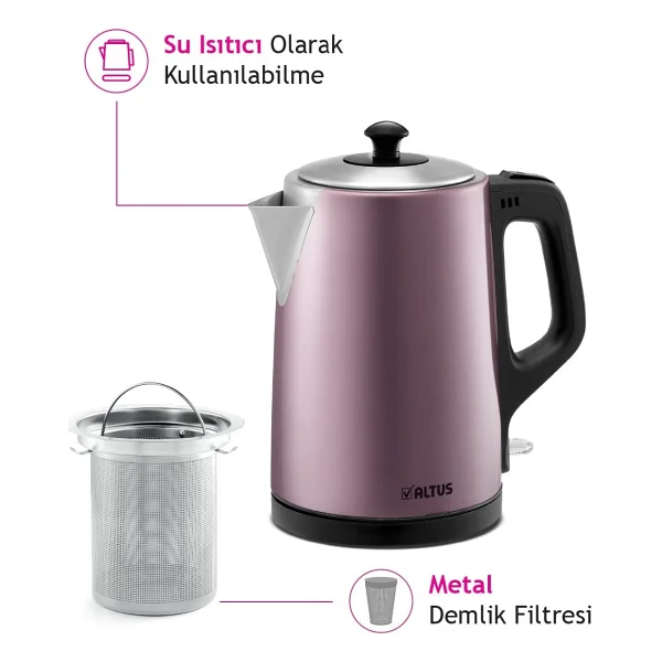 Altus Al 795 P Pembe 1650 W Çelik Çay Makinesi - Görsel 8