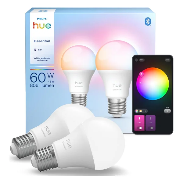 Philips Hue Essential 806 8 W-60 W E27 2'li Akıllı LED Ampul - Görsel 2