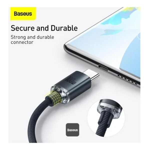 Baseus Crystal Shine 1.2 M Siyah USB To Type-C Hızlı Şarj Kablosu - Görsel 5