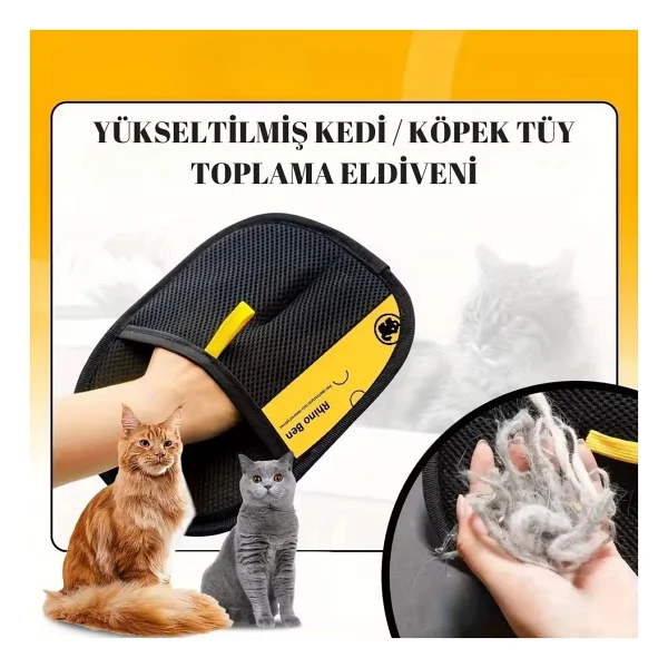 Kedi Köpek Tüy Toplayıcı Yıkanabilir Statik Eldiven Koltuk Halı Elbise Tüy Temizleme Aparatı 24x16,5 - Görsel 3
