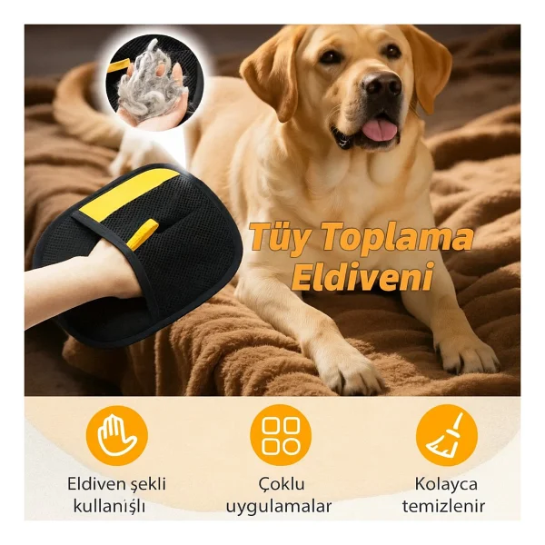 Kedi Köpek Tüy Toplayıcı Yıkanabilir Statik Eldiven Koltuk Halı Elbise Tüy Temizleme Aparatı 24x16,5 - Görsel 4