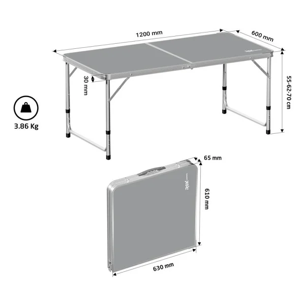 Rox Camping 0311 120x60 Cm Alüminyum Katlanır Kamp Masası - Görsel 2