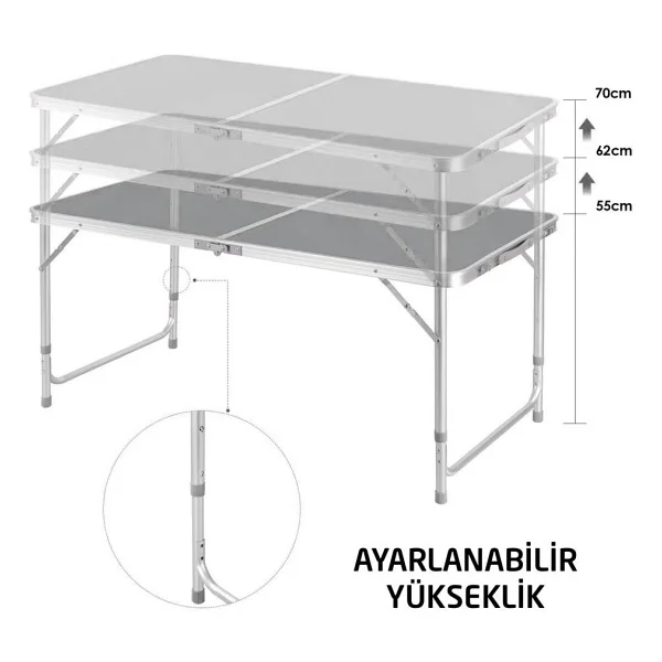 Rox Camping 0311 120x60 Cm Alüminyum Katlanır Kamp Masası - Görsel 5