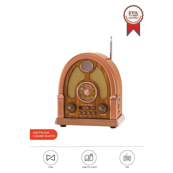 Torima D-58 Kahverengi Nostaljik Radyo - Görsel 7